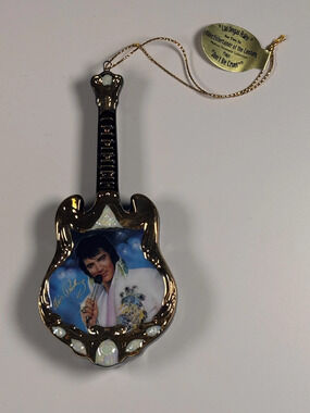 Bradford Exchange Elvis Presley Porcelain Guitar Ornament 2001 Las Vegas Rules